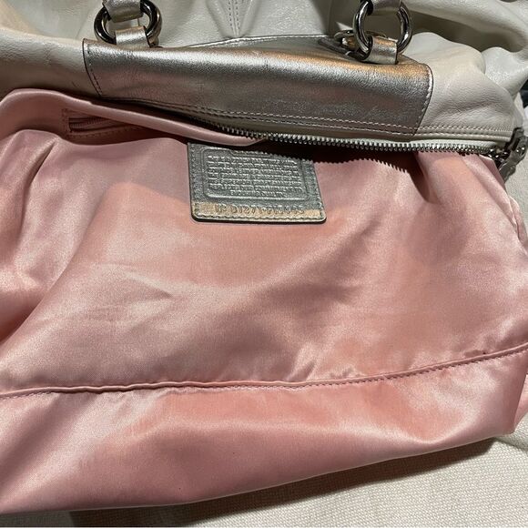 Coach Ashley Two Way Leather Satchel White/Silver - Picture 7 of 9